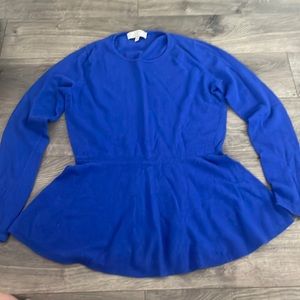 Loft blue peplum long sleeve sweater